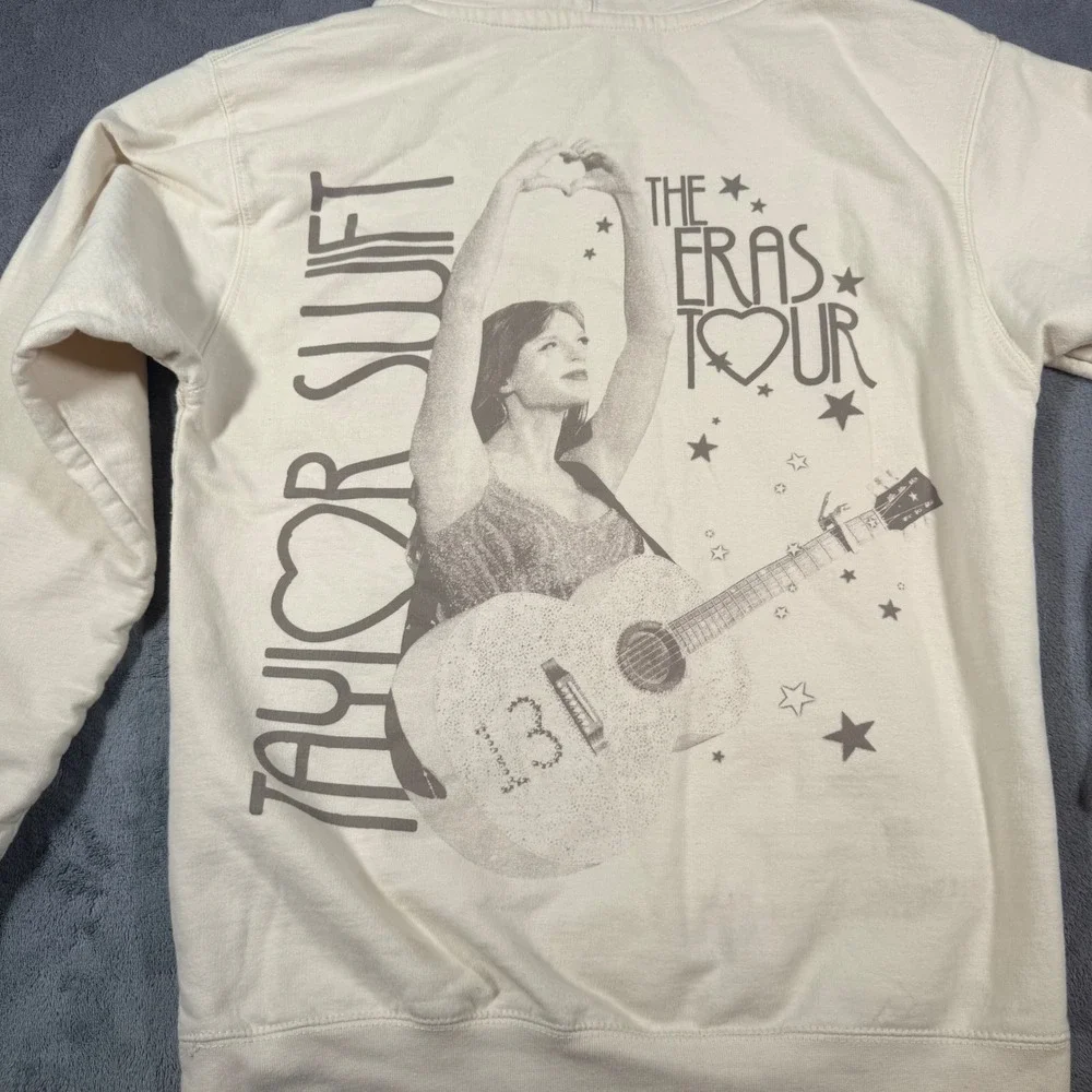 Taylor Swift The Eras Tour Hoodie Women Small Cream Good Graphic Back Logo - Picture 6 of 11